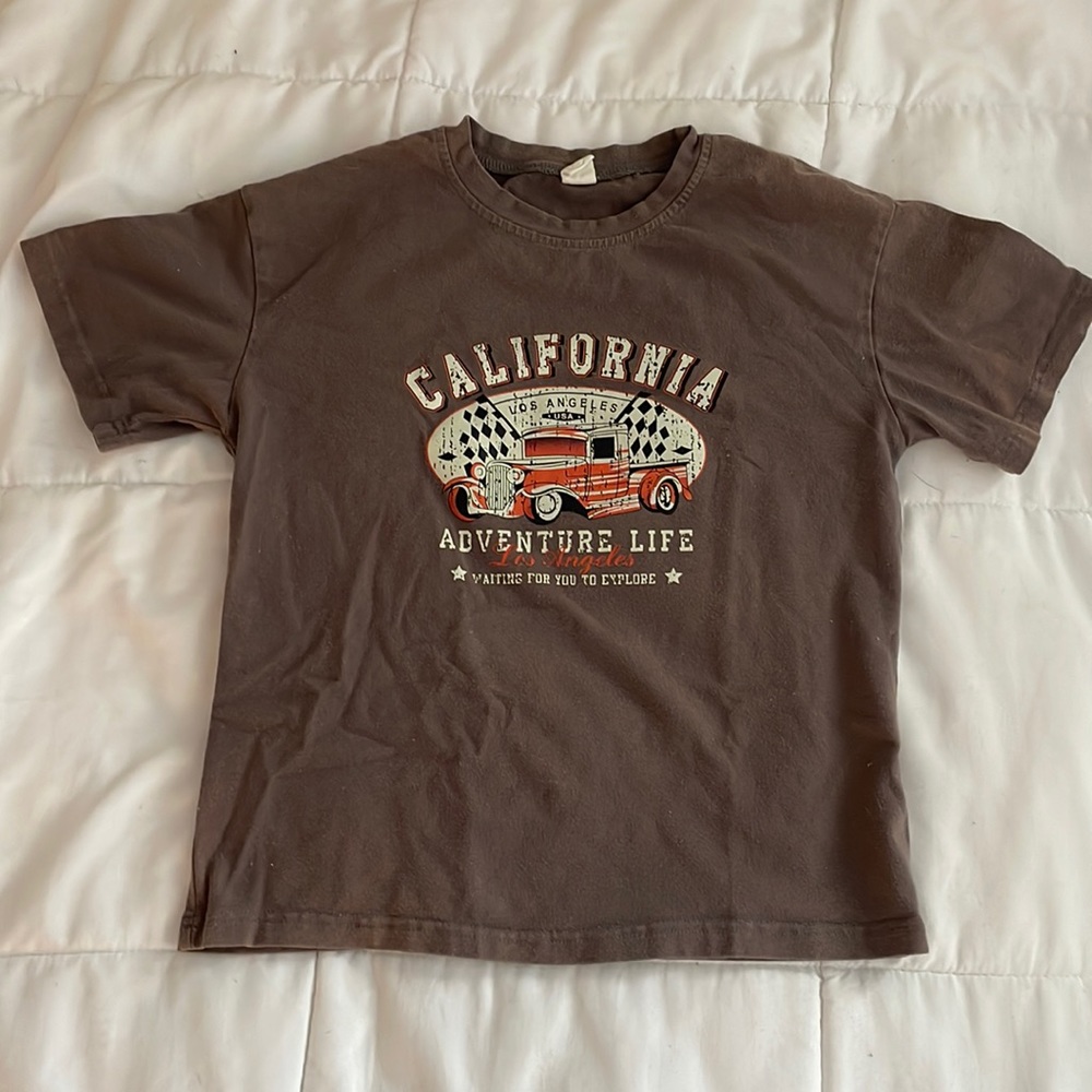 This shirt is from SHEIN. It is a brown shirt and it is size XS